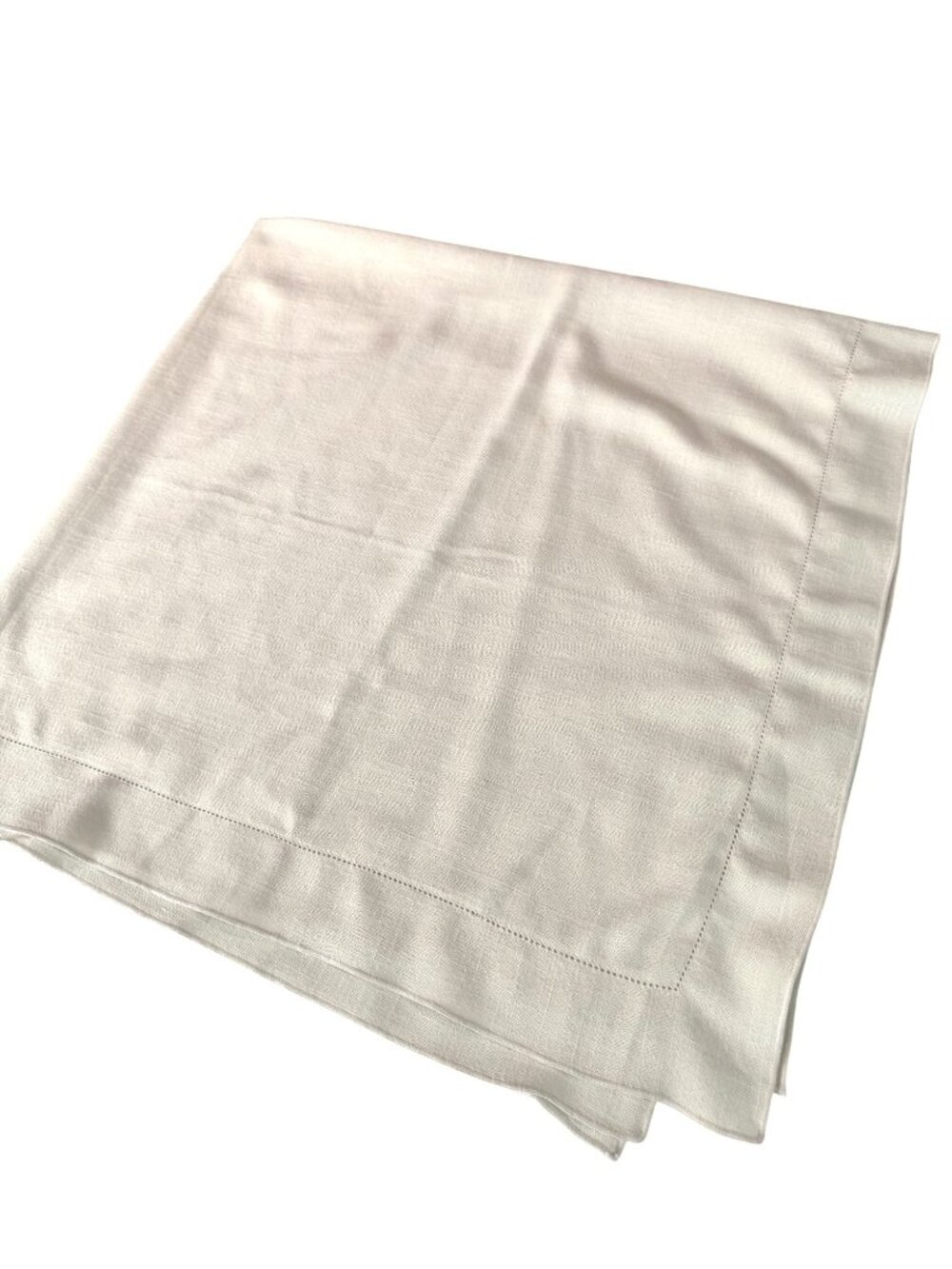 Vintage Vera Neumann Ivory Hemstitch Square Tablecloth 50x50 Made in USA Logo